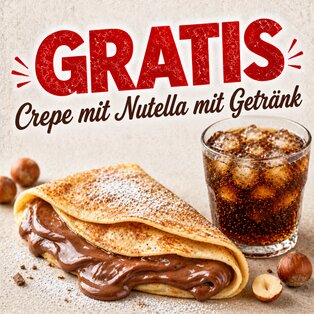 Crepe mit Nutella mit Getränk